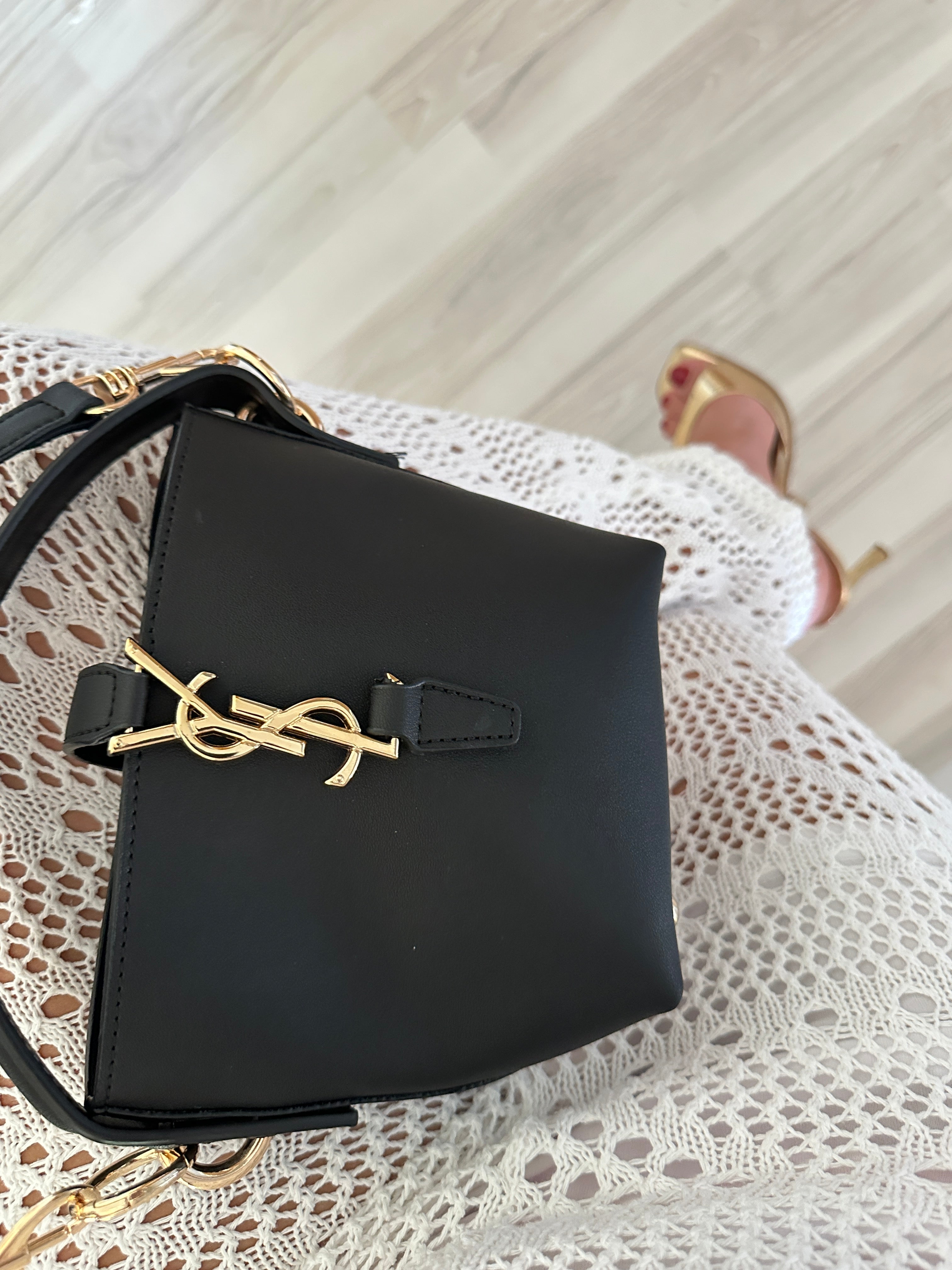 YSL Le 37 in Shiny Crossbody Bag Black