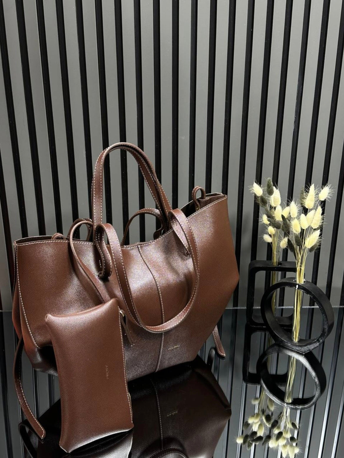 PLNE Cyme Büyük Boy Çanta - Dark Brown