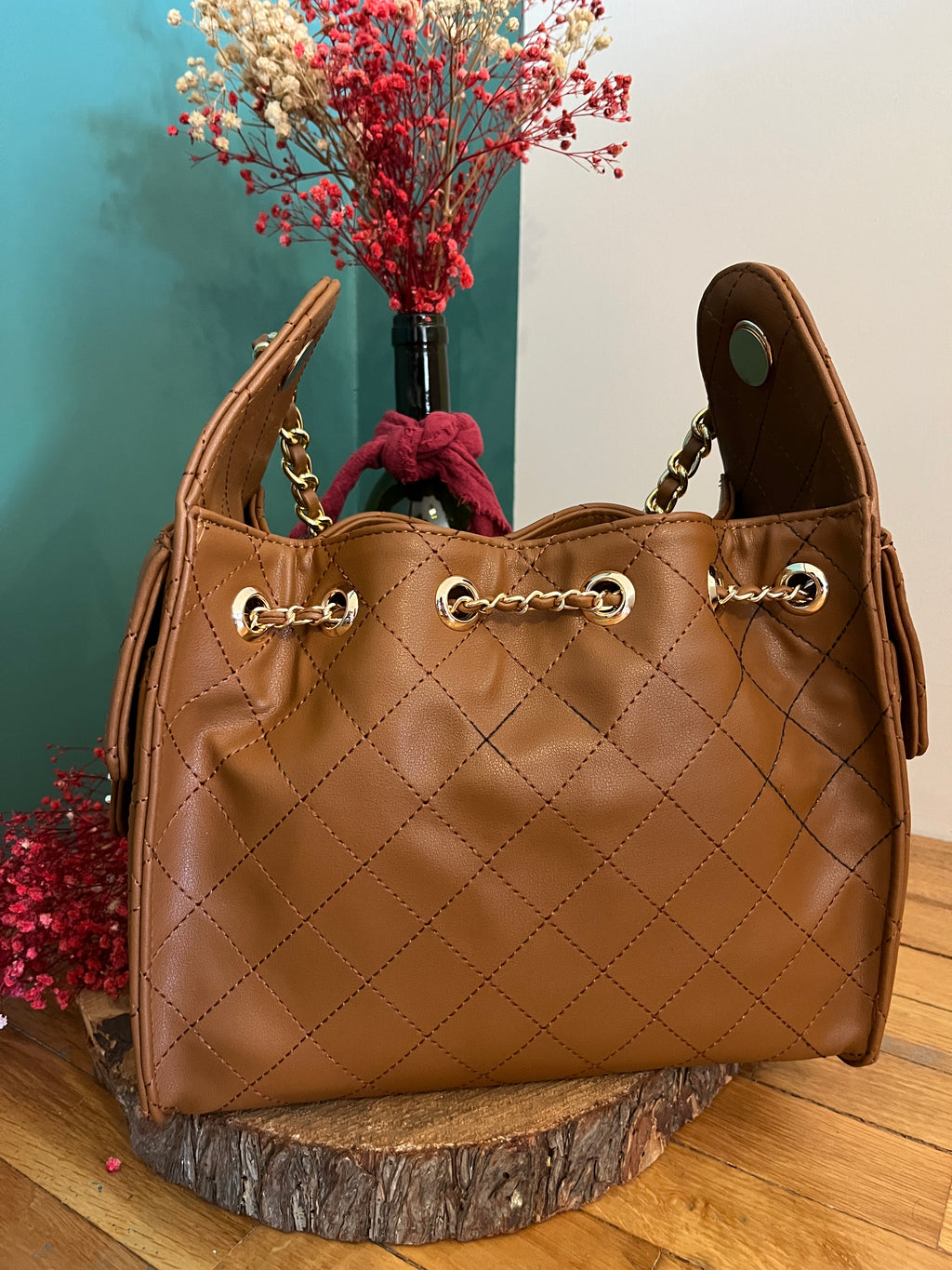 CHNL 25 Leather Bag Light Brown
