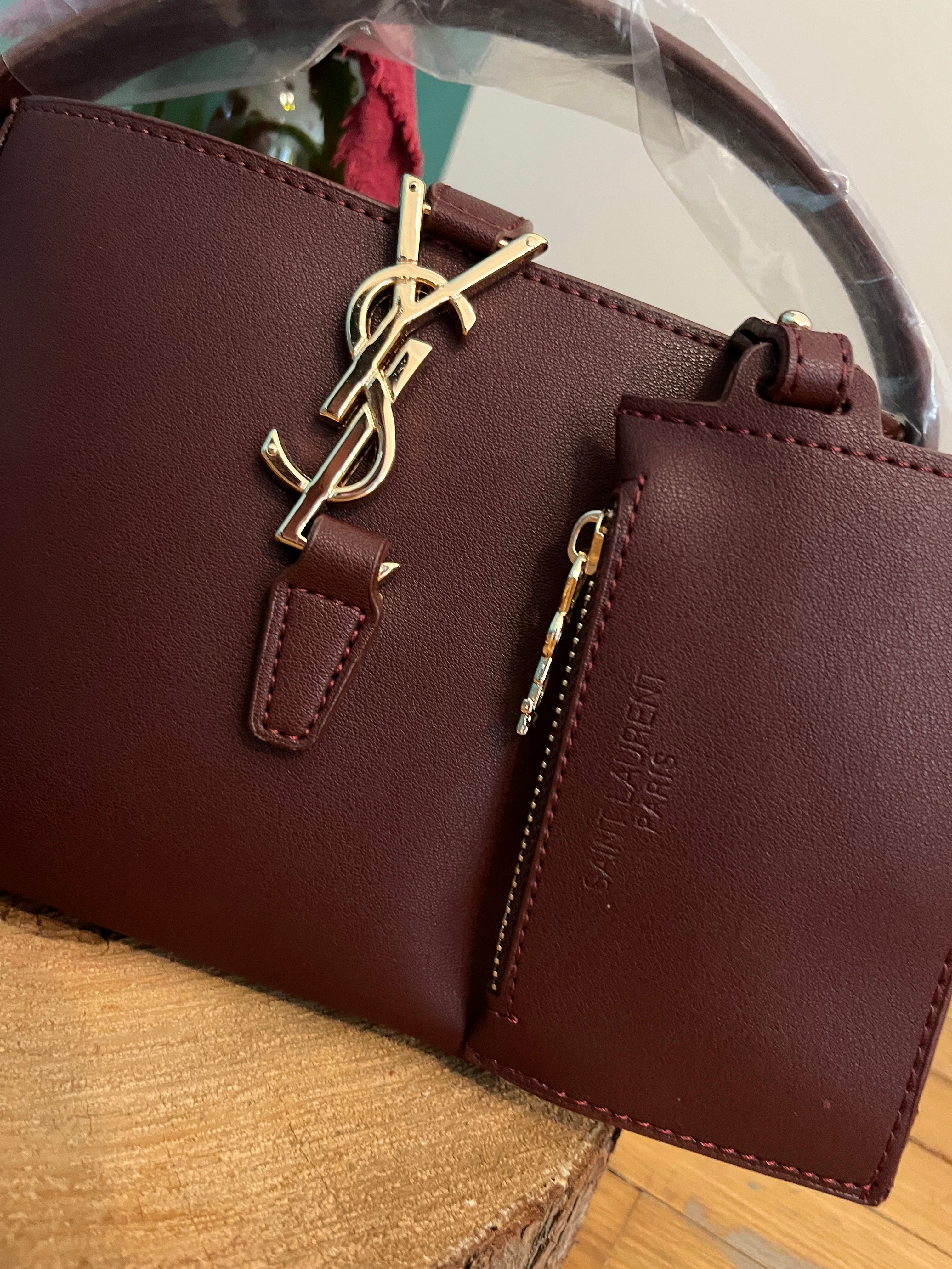 YSL Le 37 in Shiny Crossbody Bag Claret Red