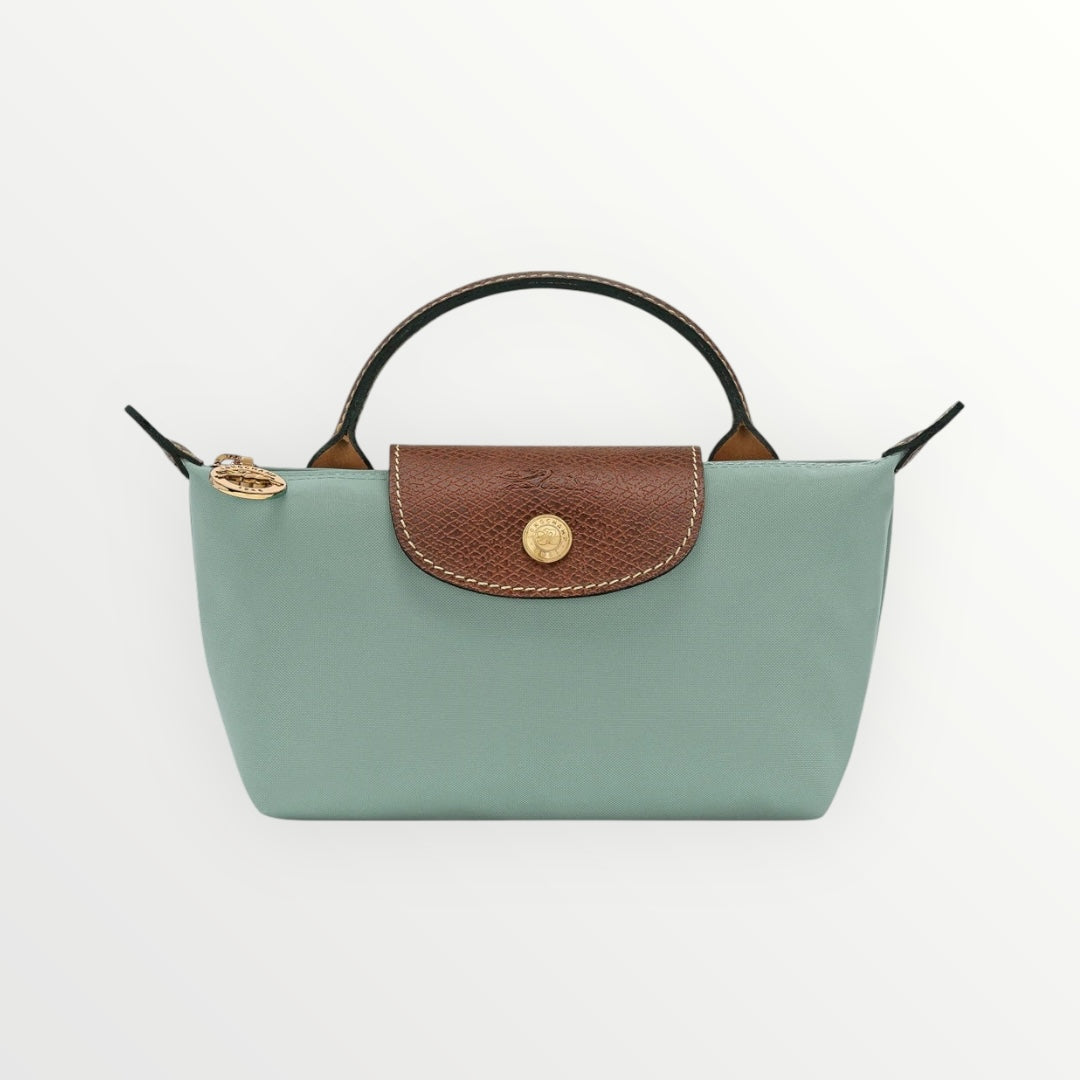 LNGCHMP Le Pliage Pouch With Handle - Water Green
