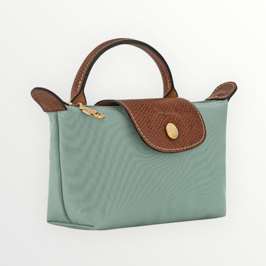 LNGCHMP Le Pliage Pouch With Handle - Water Green