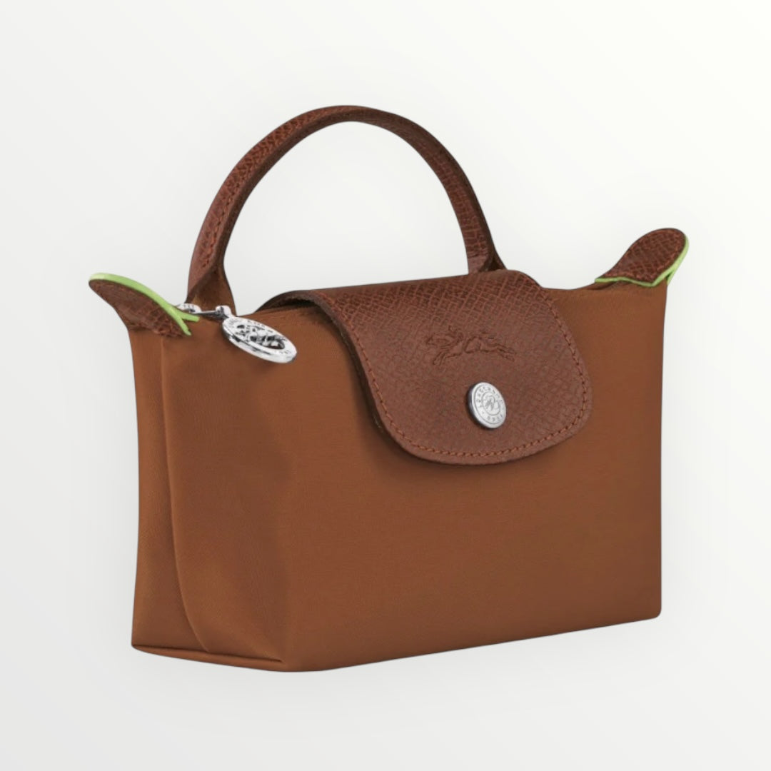 LNGCHMP Le Pliage Pouch With Handle - Dark Brown