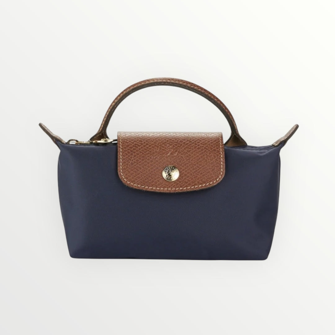 LNGCHMP Le Pliage Pouch With Handle -Navy Blue